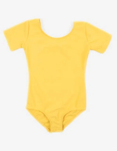 Leveret Kids'  Girls Short Sleeve Leotard In Yellow