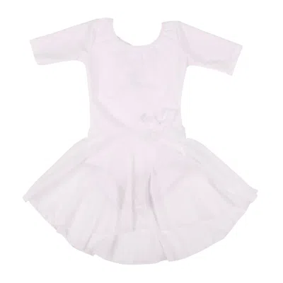 Leveret Kids'  Girls Short Sleeve Skirted Leotard In White