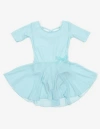 Leveret Kids'  Girls Short Sleeve Skirted Leotard In Blue