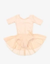 Leveret Kids'  Girls Short Sleeve Skirted Leotard In Neutral