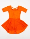 Leveret Kids'  Girls Short Sleeve Skirted Leotard In Orange