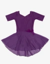Leveret Kids'  Girls Short Sleeve Skirted Leotard In Purple