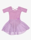 Leveret Kids'  Girls Short Sleeve Skirted Leotard In Purple