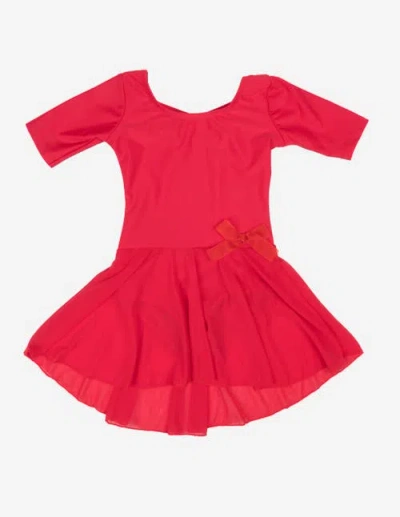 Leveret Kids'  Girls Short Sleeve Skirted Leotard In Red