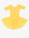 Leveret Girls Short Sleeve Skirted Leotard In Yellow