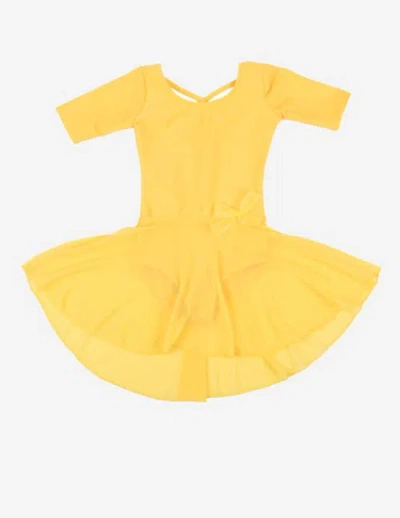Leveret Kids'  Girls Short Sleeve Skirted Leotard In Yellow
