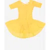 Leveret Girls Short Sleeve Skirted Leotard In Yellow