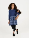Leveret Girls Skirt Dress With Matching Doll Dress, 100% Cotton In Blue