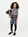 Leveret Girls Skirt Dress With Matching Doll Dress, 100% Cotton In Gray