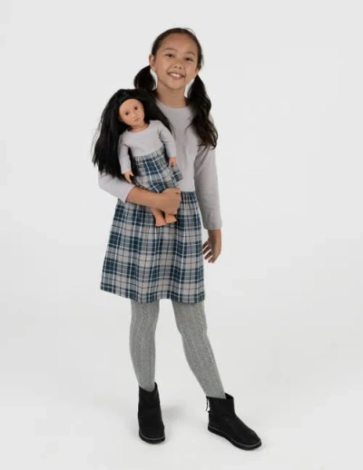 Leveret Kids'  Girls Skirt Dress With Matching Doll Dress, 100% Cotton In Gray