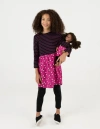 Leveret Girls Skirt Dress With Matching Doll Dress, 100% Cotton In Pink