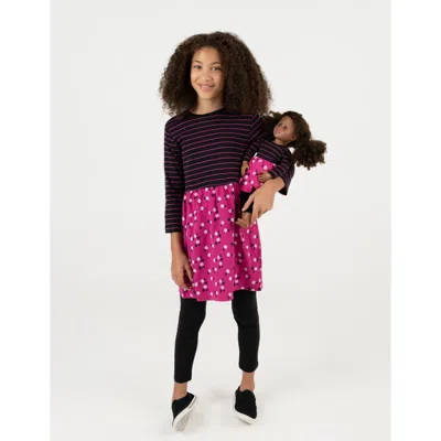 LEVERET LEVERET GIRLS SKIRT DRESS WITH MATCHING DOLL DRESS, 100% COTTON