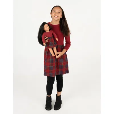 Leveret Kids'  Girls Skirt Dress With Matching Doll Dress, 100% Cotton In Red