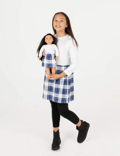 Leveret Kids'  Girls Skirt Dress With Matching Doll Dress, 100% Cotton In White