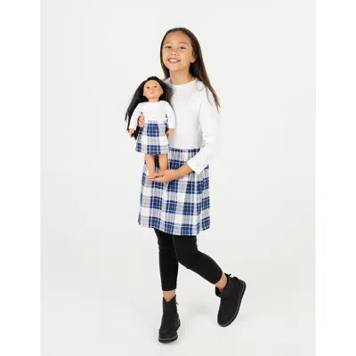 LEVERET LEVERET GIRLS SKIRT DRESS WITH MATCHING DOLL DRESS, 100% COTTON