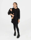 Leveret Girls Sweatshirt Dress With Matching Doll Dress In Black