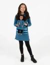Leveret Girls Sweatshirt Dress With Matching Doll Dress In Blue