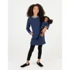 Leveret Girls Sweatshirt Dress With Matching Doll Dress In Blue
