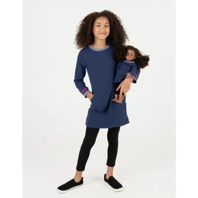 LEVERET LEVERET GIRLS SWEATSHIRT DRESS WITH MATCHING DOLL DRESS