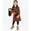 Leveret Girls Sweatshirt Dress With Matching Doll Dress In Brown