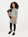Leveret Girls Sweatshirt Dress With Matching Doll Dress In Gray