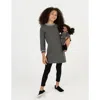 Leveret Girls Sweatshirt Dress With Matching Doll Dress In Gray