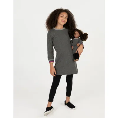 LEVERET LEVERET GIRLS SWEATSHIRT DRESS WITH MATCHING DOLL DRESS