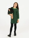 Leveret Girls Sweatshirt Dress With Matching Doll Dress In Green
