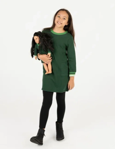 LEVERET LEVERET GIRLS SWEATSHIRT DRESS WITH MATCHING DOLL DRESS