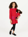 Leveret Girls Sweatshirt Dress With Matching Doll Dress In Red