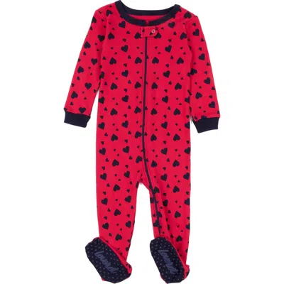 Leveret Babies'  Hearts Footed Sleeper Pajama In Pink