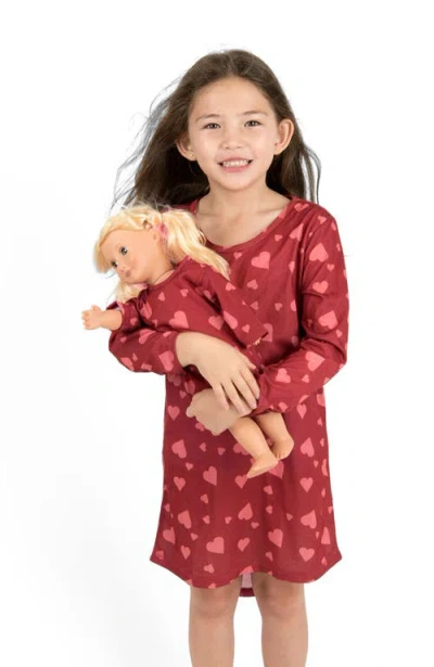 Leveret Kids'  Hearts Nightgown & Matching Doll Nightgown In Multi