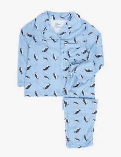 Leveret Kids Button-front Flannel Printed Holiday Pajama Set In Brown