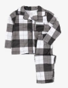 Leveret Kids Button-front Flannel Printed Holiday Pajama Set In Gray