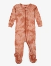 Leveret Kids Cotton Footed Pajamas, Solids, Stripes & Tie Dye In Brown