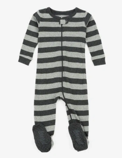 Leveret Kids Cotton Footed Pajamas, Solids, Stripes & Tie Dye In Gray