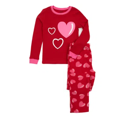 Leveret Kids Cotton Top And Fleece Pants Pajamas Heart In Multi