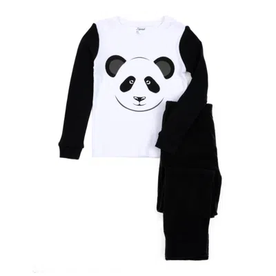 Leveret Kids Cotton Top And Fleece Pants Pajamas Panda In Multi