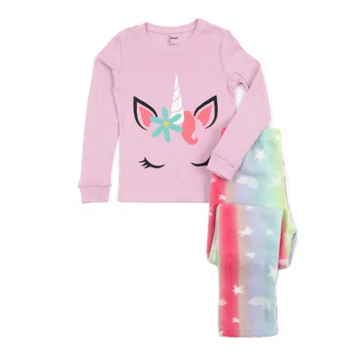 Leveret Kids Cotton Top And Fleece Pants Pajamas Stars In Multi