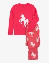 Leveret Kids Cotton Top & Fleece Pants Printed Holiday Pajamas In Red