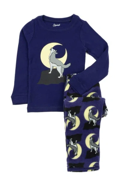 Leveret Kids Cotton Top & Fleece Pants Printed Matching Family Holiday Pajamas In Purple