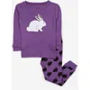 Leveret Kids Cotton Two-piece Printed Holiday Pajamas In Purple