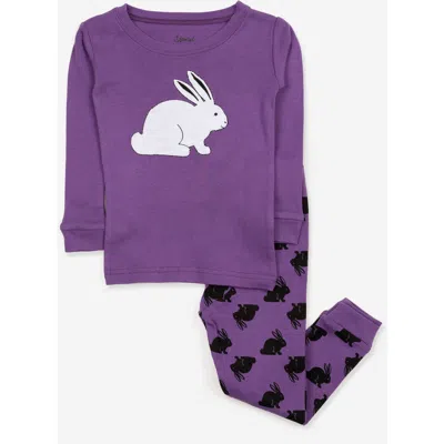 Leveret Kids Cotton Two-piece Printed Holiday Pajamas In Purple