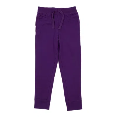 Leveret Kids Drawstring Jogger Pants Boho Solid Color In Purple