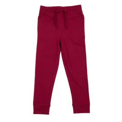 Leveret Kids Drawstring Jogger Pants Classic Solid Color In Burgundy
