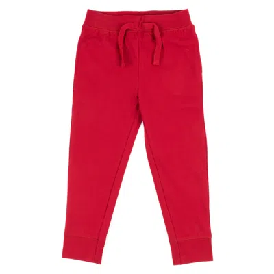 Leveret Kids Drawstring Jogger Pants Classic Solid Color In Red