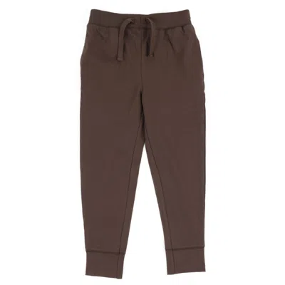 Leveret Kids Drawstring Jogger Pants Neutral Solid Color In Brown