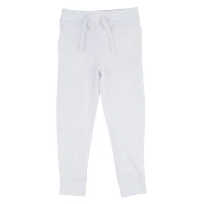 Leveret Kids Drawstring Jogger Pants Neutral Solid Color In White