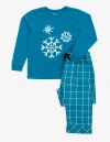 Leveret Kids Flannel Printed Holiday Pajama Set In Blue