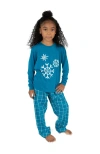 Leveret Kids Flannel Printed Holiday Pajama Set In Blue
